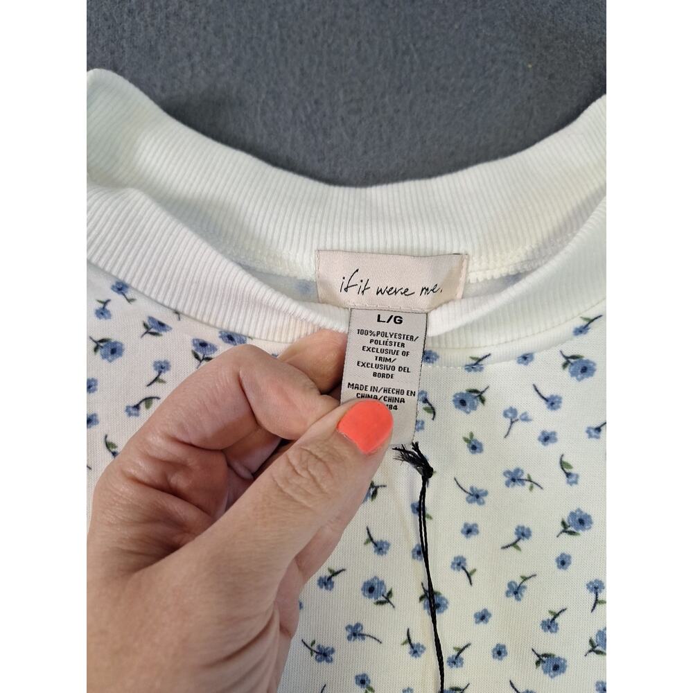 If it were Me Crew Neck Sweatshirt Size Large All over Small Floral Print - Picture 3 of 12